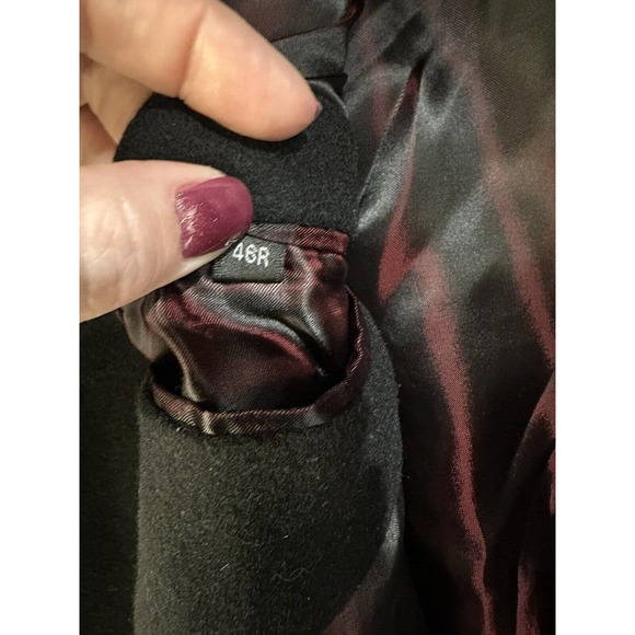 F.R. TRIPLER & CO Wool Blnd Overcoat Black Trench Single Breasted Coat Dress 46R - Picture 11 of 16
